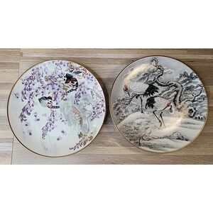 2 Franklin Mint 1981 Japan Bird & Flowers of Beautiful Cathay‎ Series Plate Set